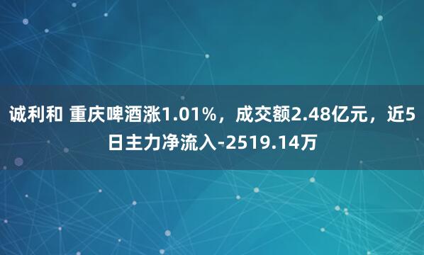 诚利和 重庆啤酒涨1.01%，成交额2.48亿元，近5日主力净流入-2519.14万